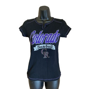 Colorado Rockies Shirt Womens Size Medium Baseball Short Sleeve Campus Lifestyle